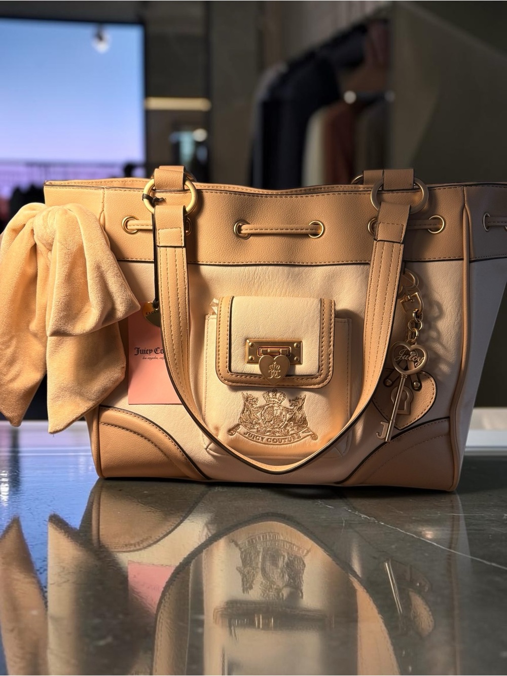 Juicy Couture Beige Cream Tote with 🥂 Hardware and Charms included NWT ✨